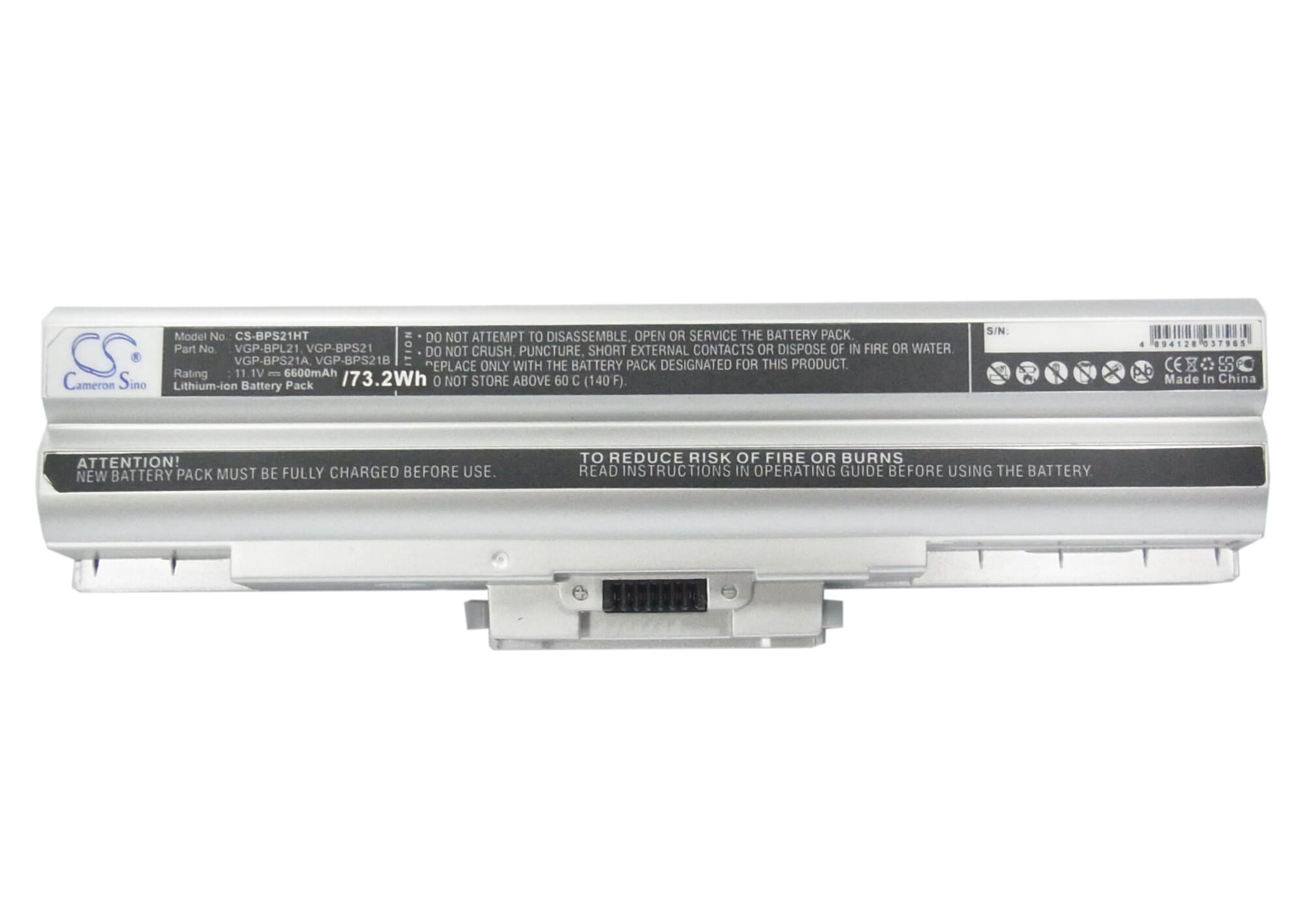 Laptop Accu 6600mAh Zilver Extended