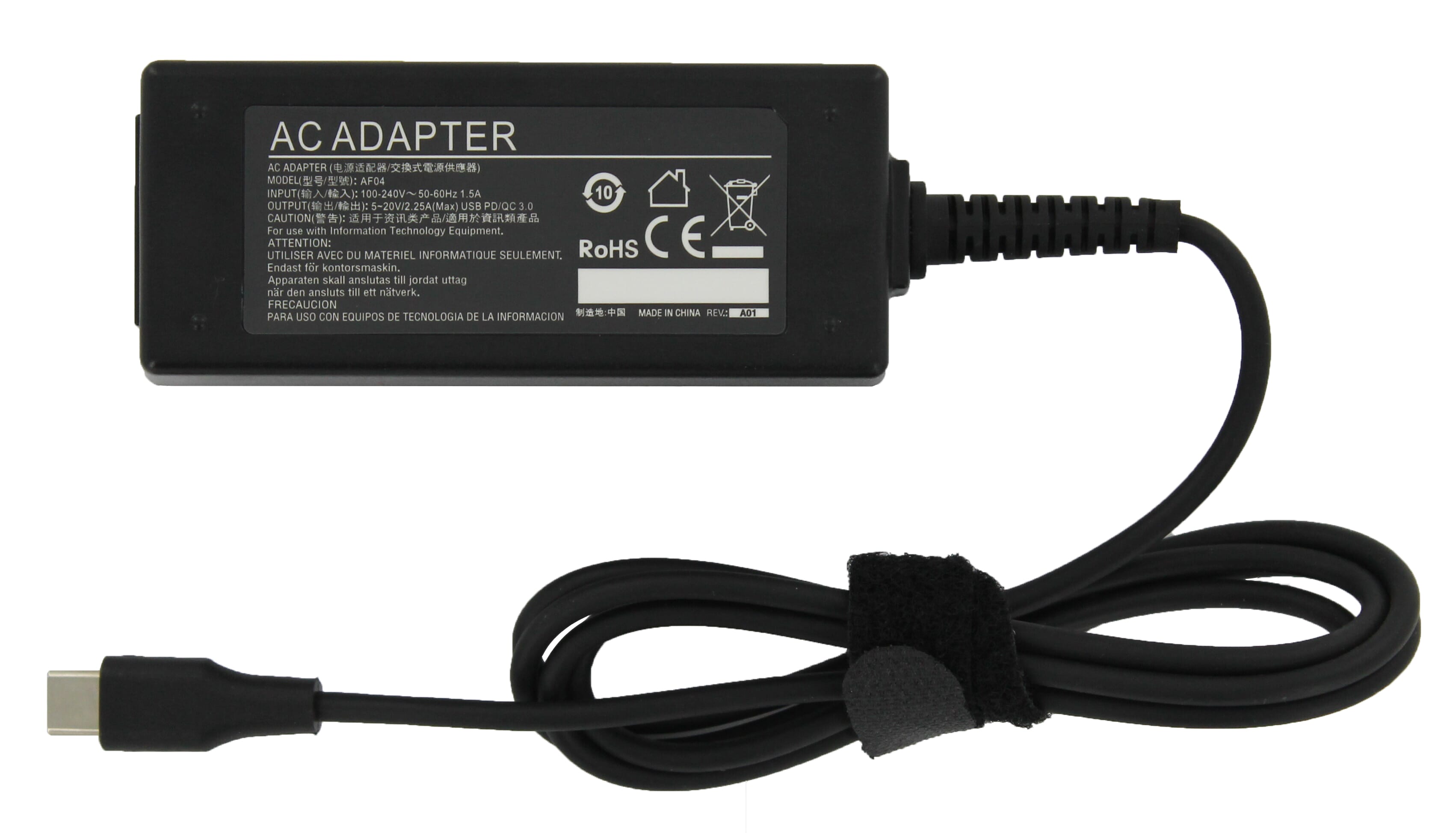 Laptop USB-C AC Adapter 45W Zwart