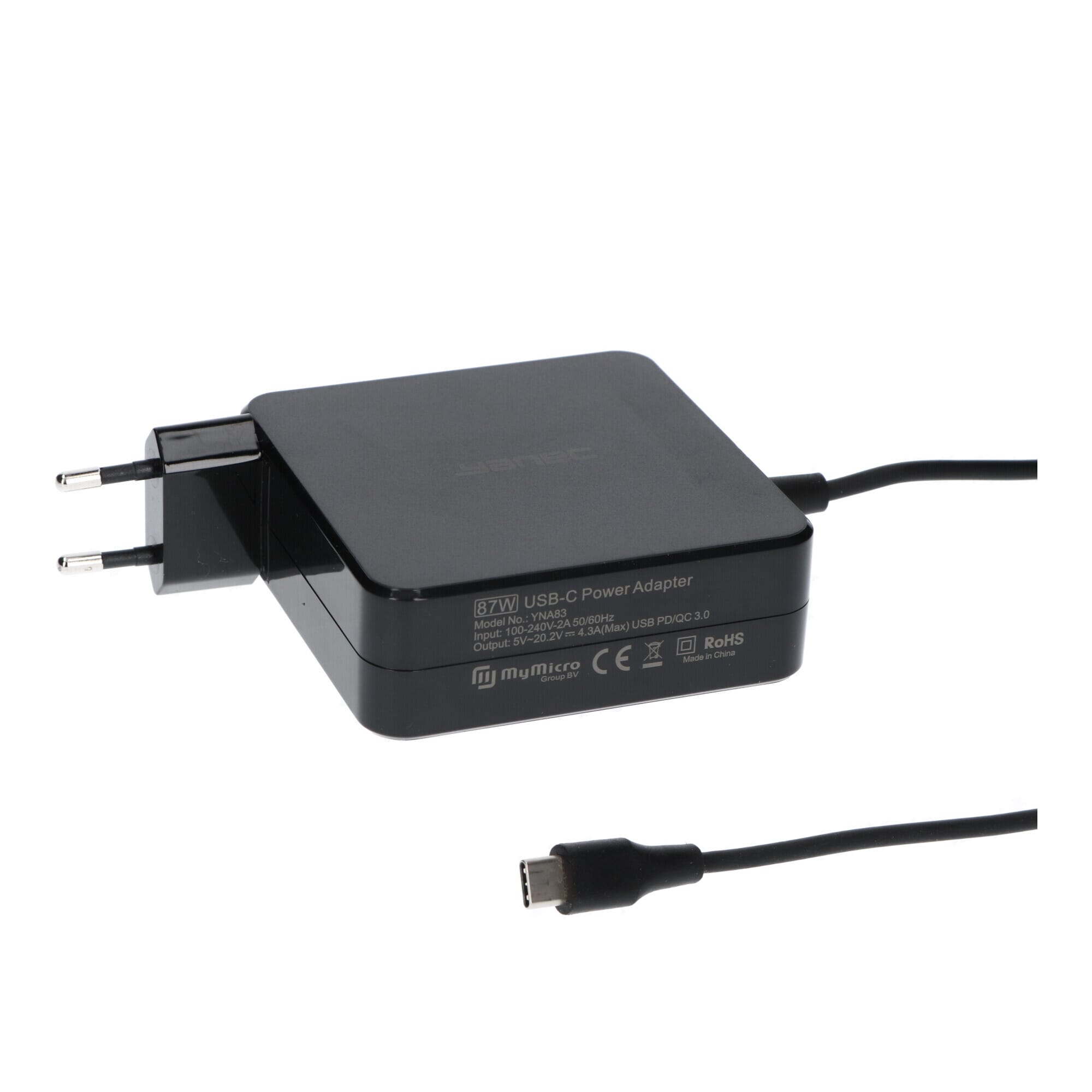 Yanec USB-C Wandlader 87W Zwart