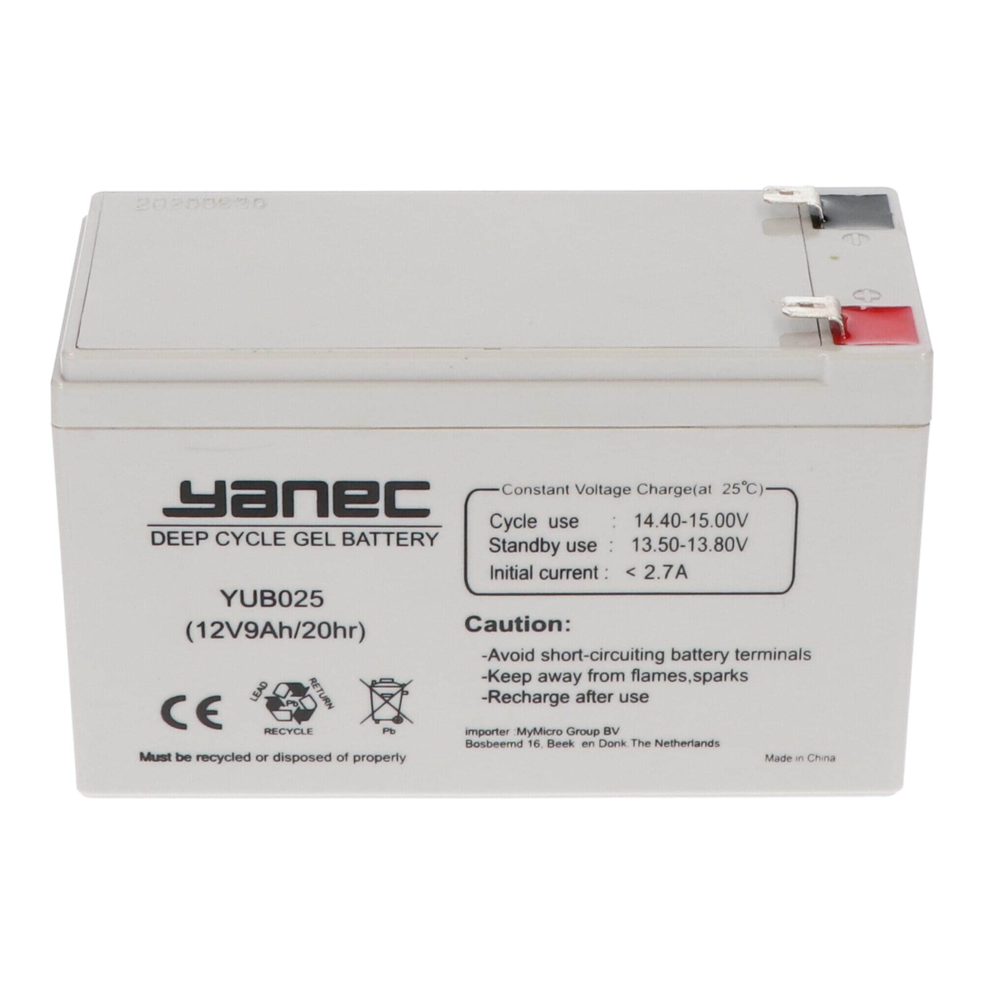 Yanec Gel Accu 12V 9Ah